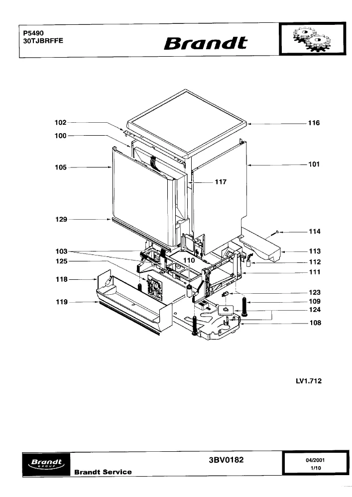 Vue éclatée BRANDT P5490 30TJBRFFE