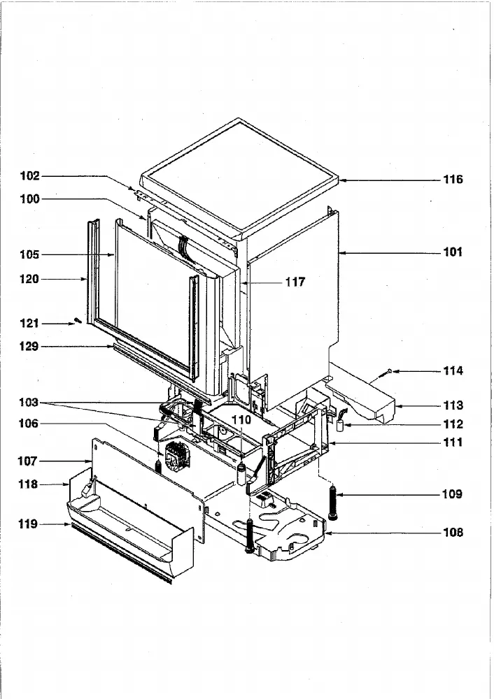 Vue éclatée BRANDT DWM100H 32JBBREX1