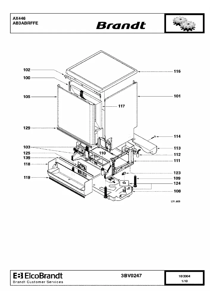 Vue éclatée BRANDT AX446 AB3ABRFFE