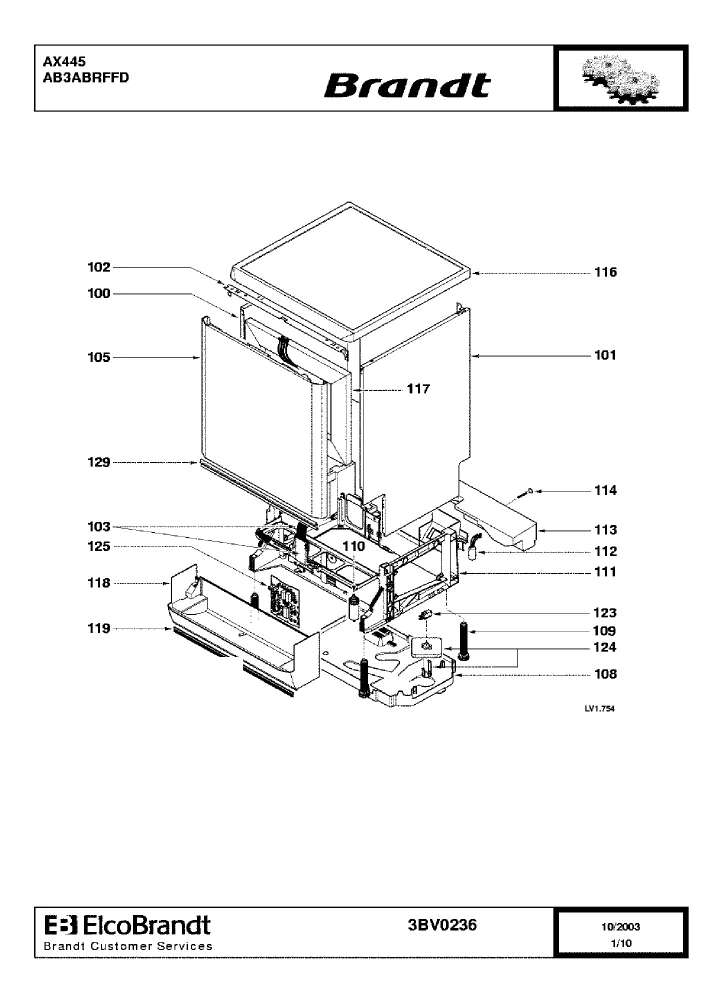 Vue éclatée BRANDT AX445 AB3ABRFFD