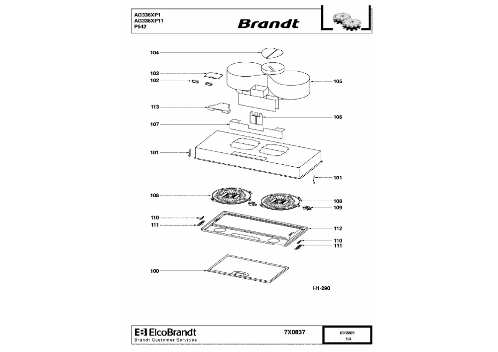 Vue éclatée BRANDT AG336XP1 AG336XP11