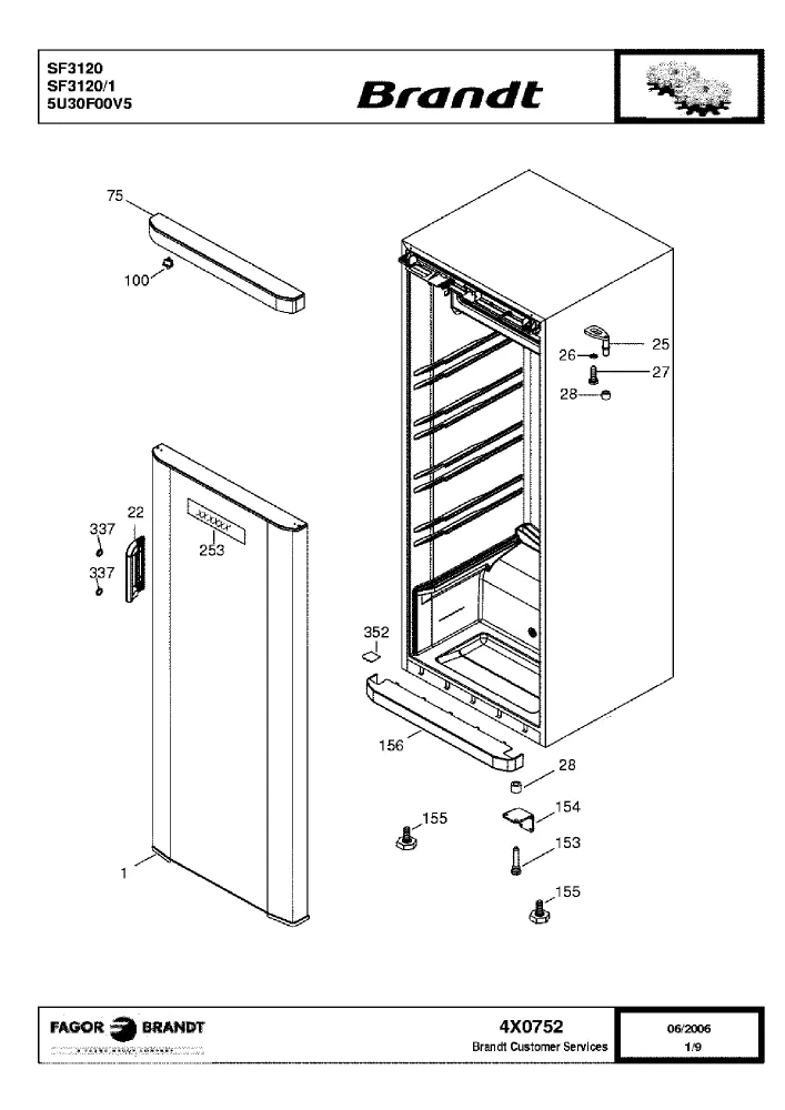 Vue éclatée BRANDT SF3120 SF31201