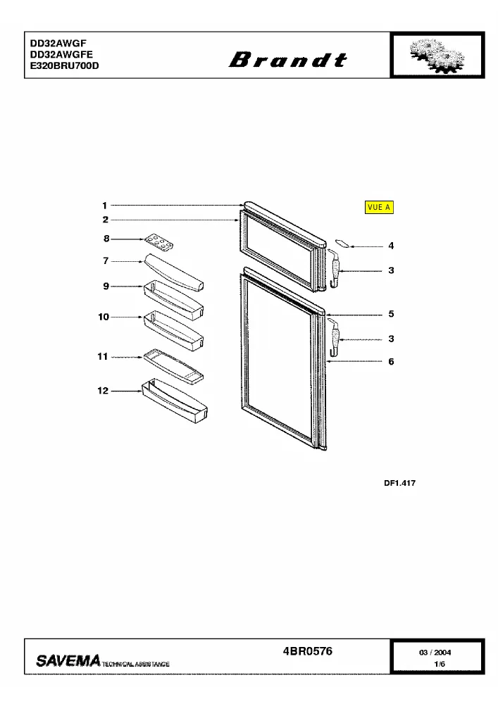 Vue éclatée BRANDT DD32AWGF DD32AWGFE