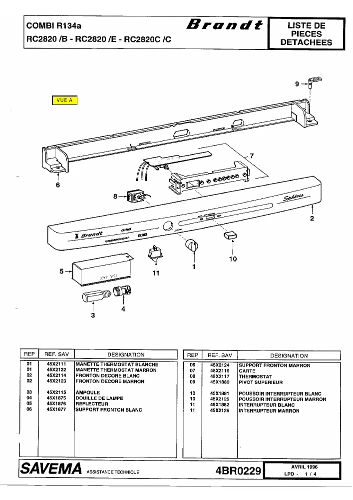 Vue éclatée BRANDT RC2820 RC2820E