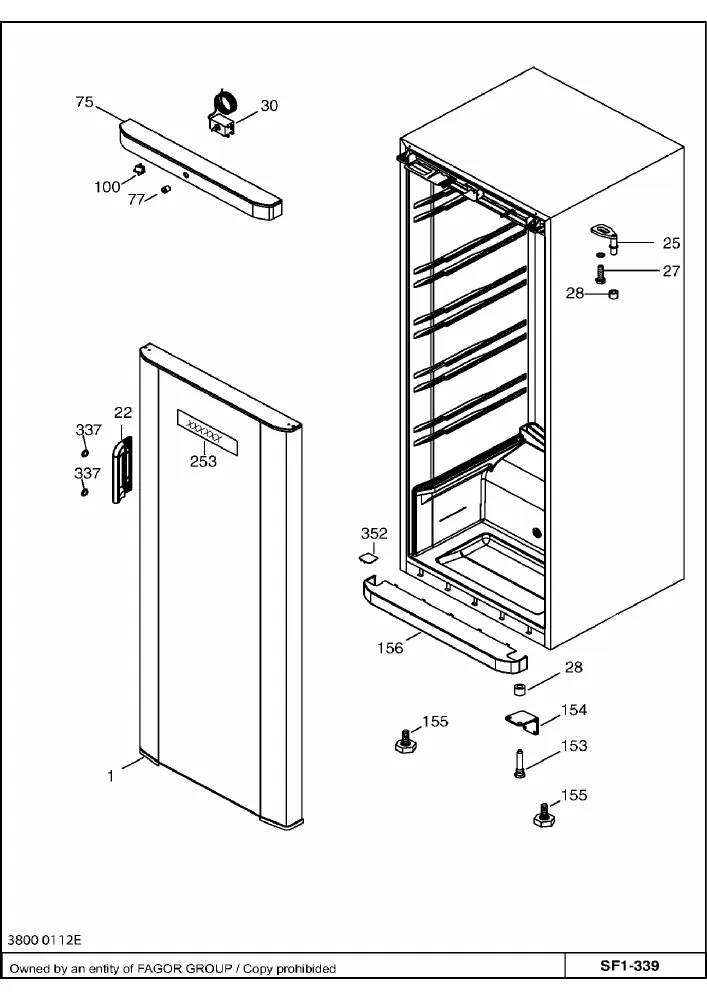 Vue éclatée BRANDT BFL1312SW BFL1312SW1