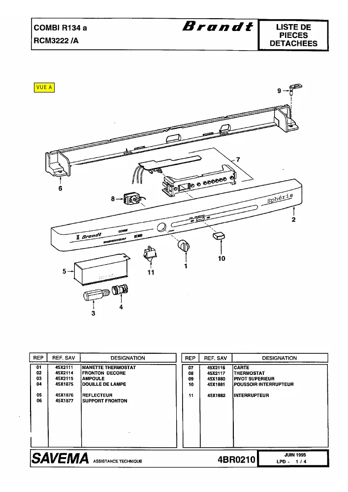 Vue éclatée BRANDT RCM3222 RCM3222A