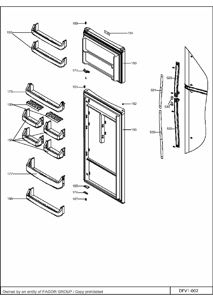 Vue éclatée BRANDT BFD1420NS