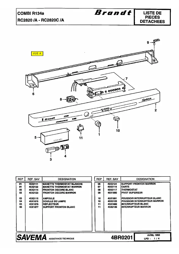 Vue éclatée BRANDT RC2820 RC2820A