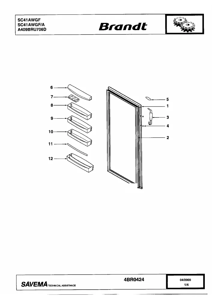 Vue éclatée BRANDT SC41AWGF SC41AWGFA