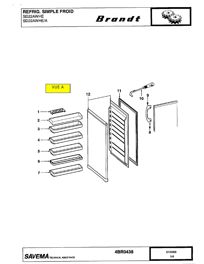 Vue éclatée BRANDT SD22AWHE SD22AWHEA