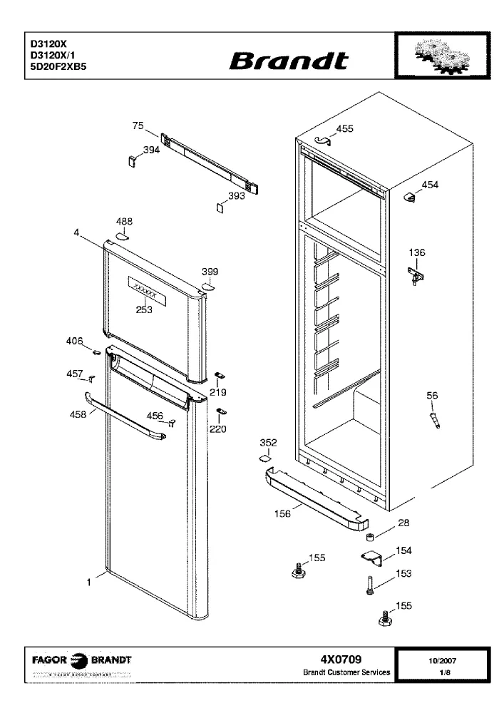 Vue éclatée BRANDT D3120X.1 D3120X