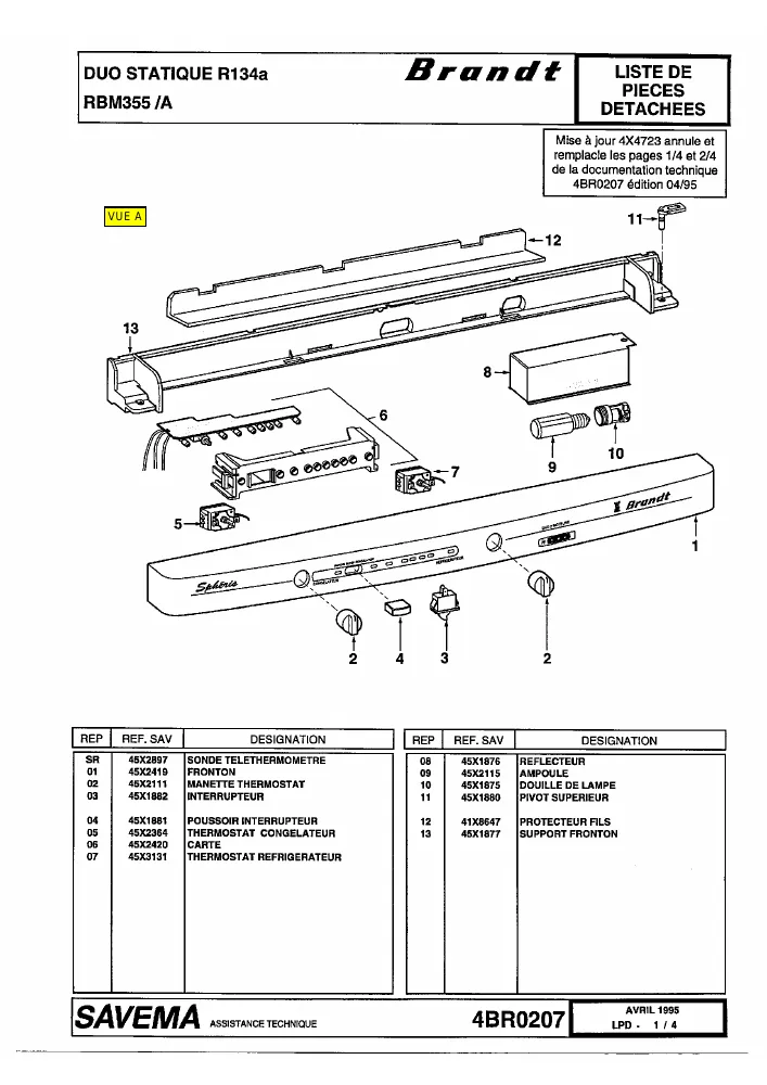 Vue éclatée BRANDT RBM355 RBM355A
