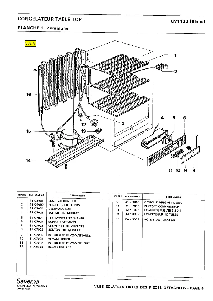 Vue éclatée BRANDT CV1130