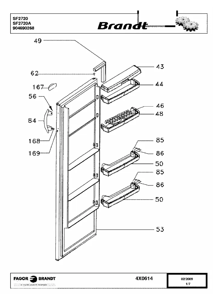 Vue éclatée BRANDT SF2720 SF2720A