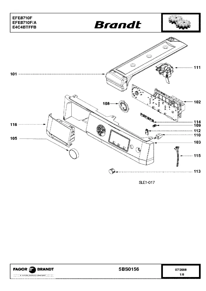 Vue éclatée BRANDT EFE8710F EFE8710F.A