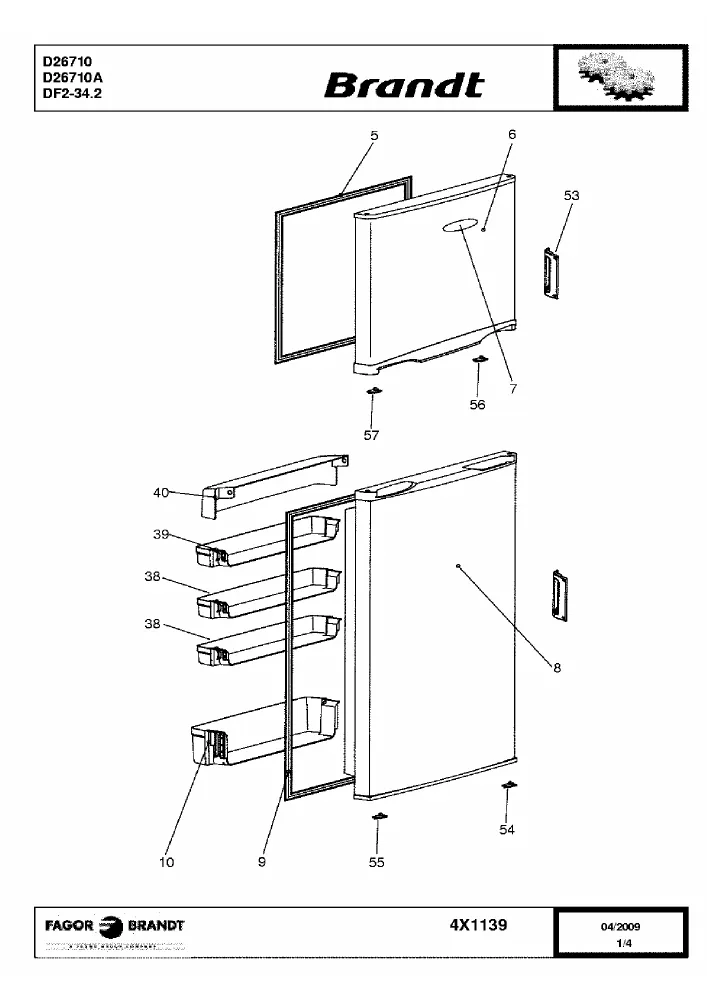Vue éclatée BRANDT D26710 D26710A