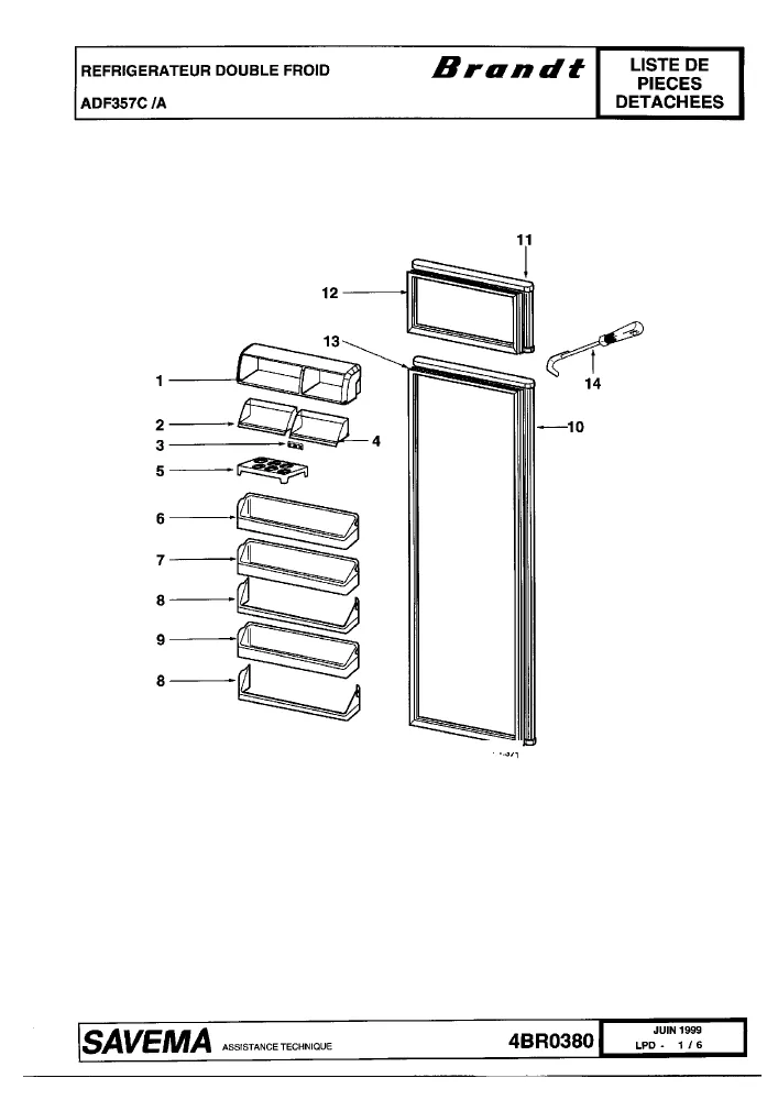 Vue éclatée BRANDT ADF357C ADF357CA