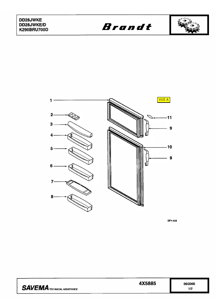 Vue éclatée BRANDT DD28JWKE DD28JWKED