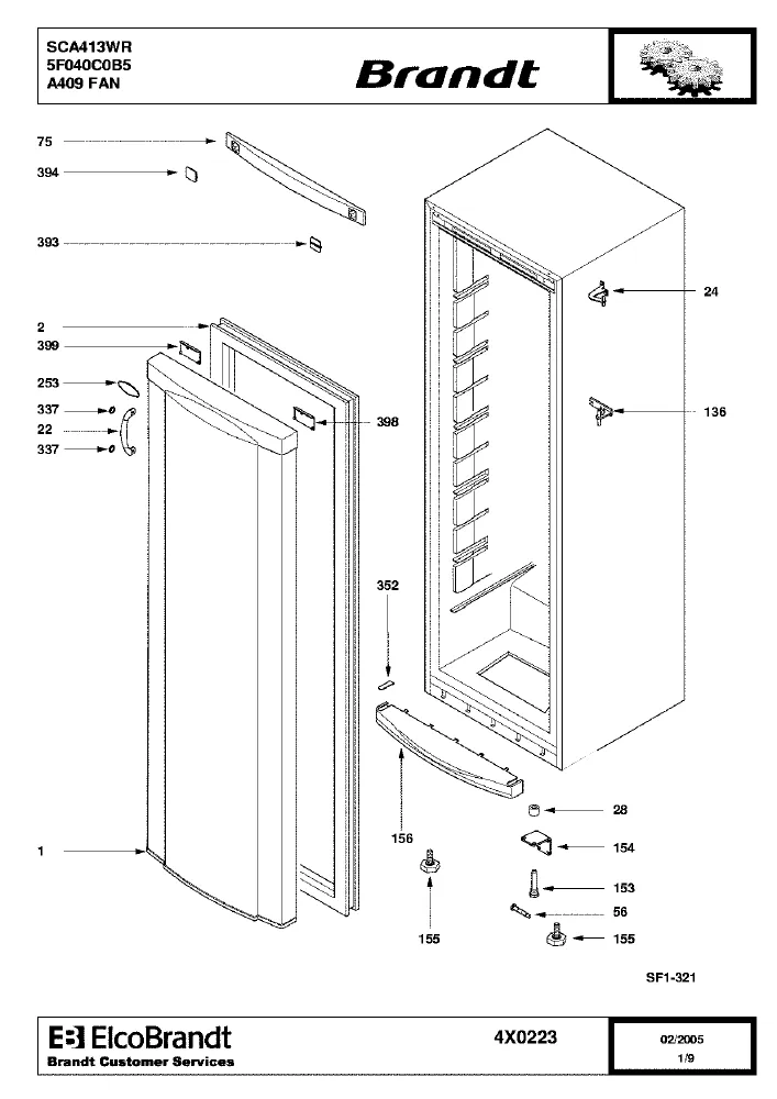 Vue éclatée BRANDT SCA413WR 5F040C0B5