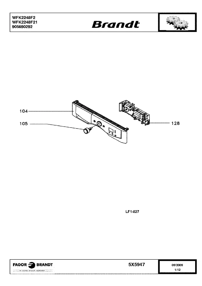 Vue éclatée BRANDT WFK2248F2 WFK2248F21