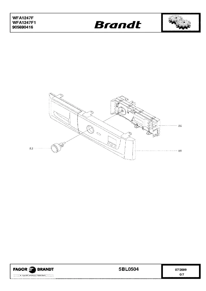 Vue éclatée BRANDT WFA1247F WFA1247F1