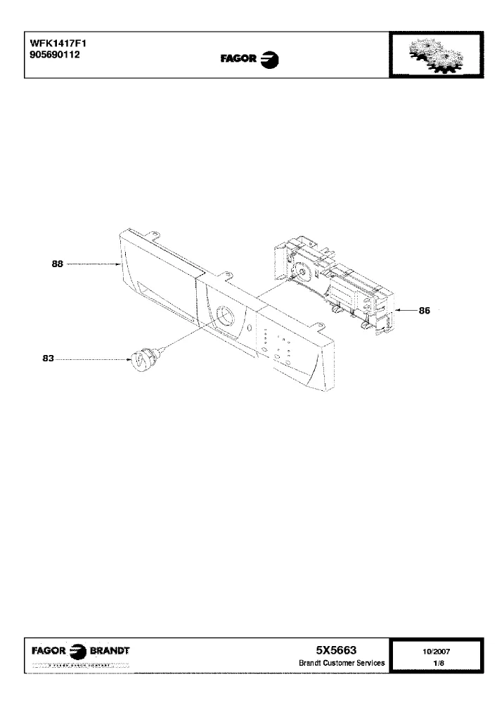 Vue éclatée BRANDT WFK1417F 905690112