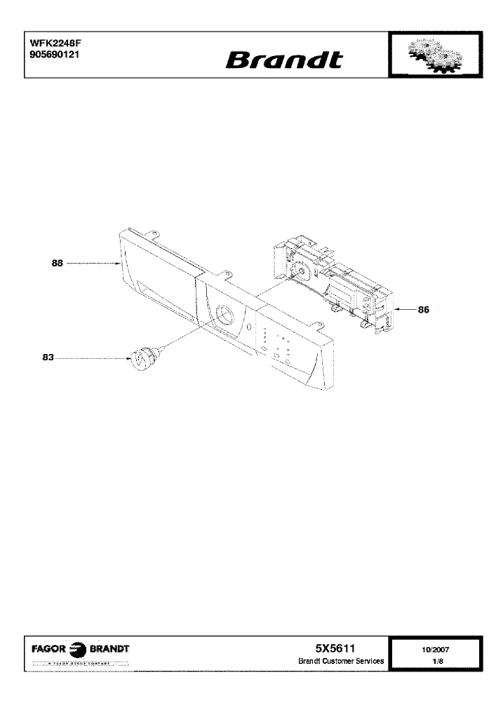 Vue éclatée BRANDT WFK2248F 905690121