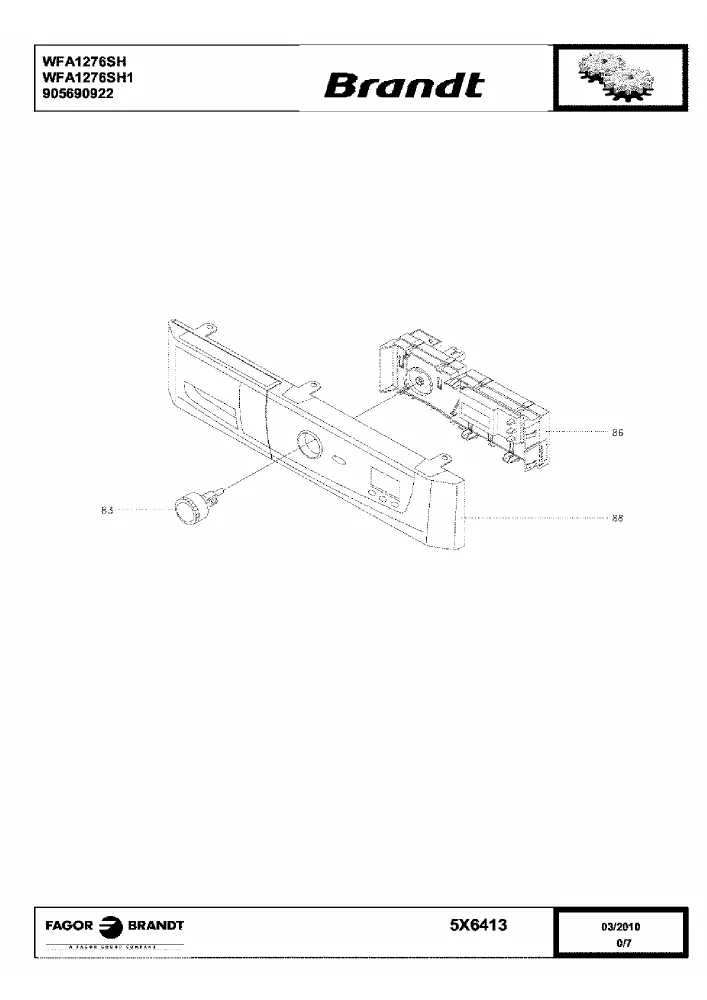 Vue éclatée BRANDT WFA1276SH WFA1276SH1