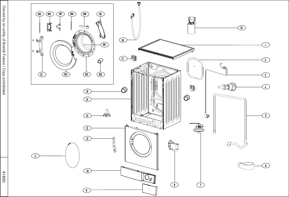 Vue éclatée BRANDT BWF47TCS BWF47TCS2