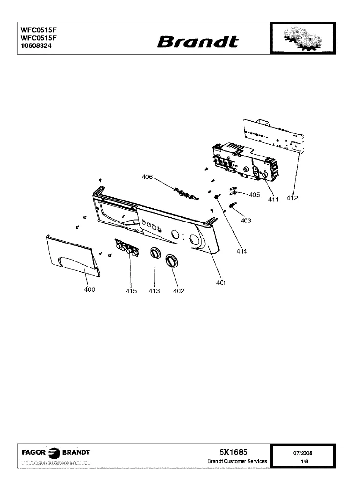 Vue éclatée BRANDT WFC0515F