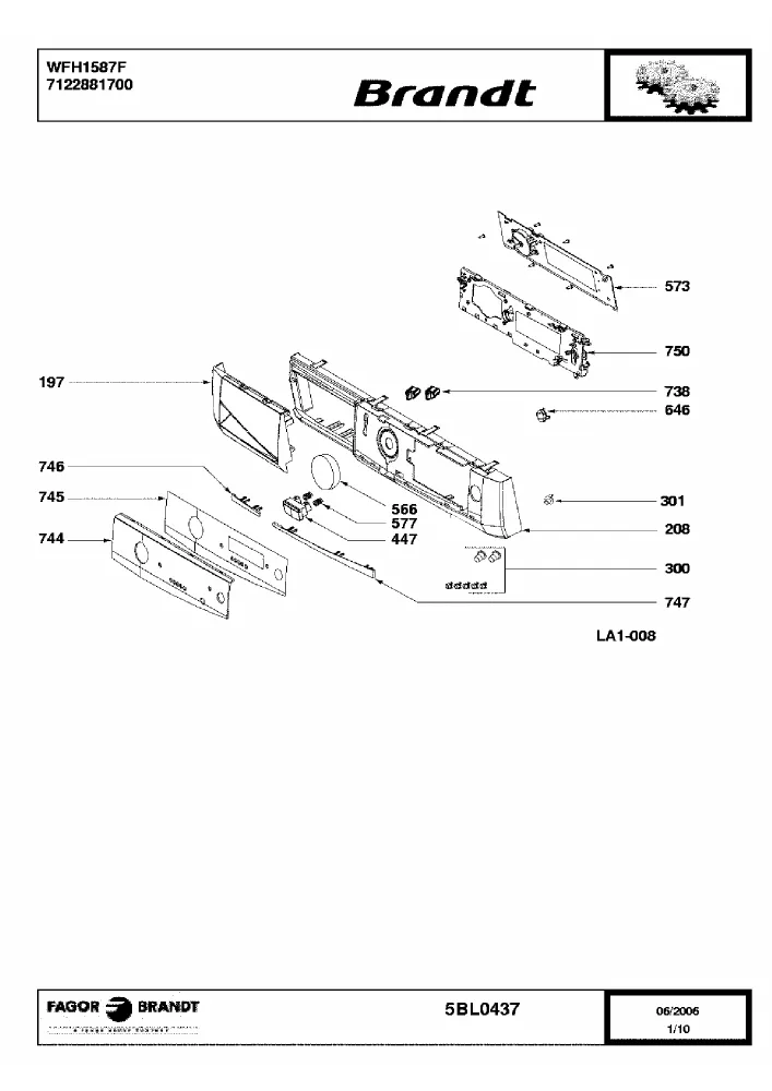 Vue éclatée BRANDT WFH1587F 7122881700