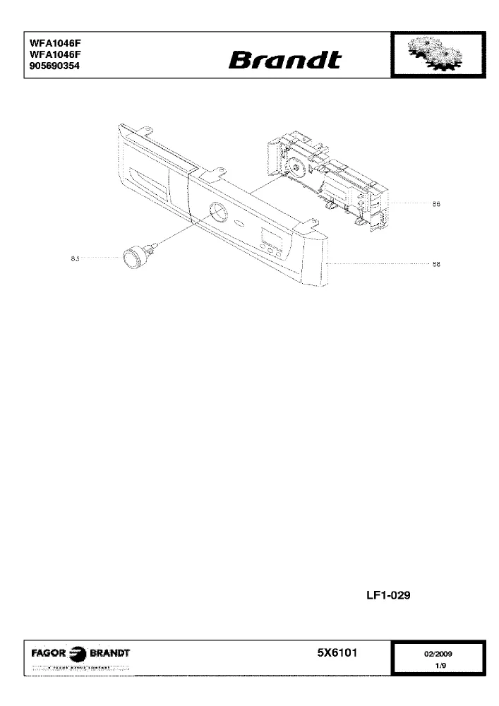Vue éclatée BRANDT WFA1046F