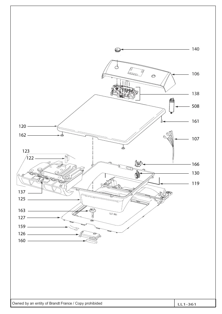 Vue éclatée BRANDT WTD6384SF 6U1LBTFFF