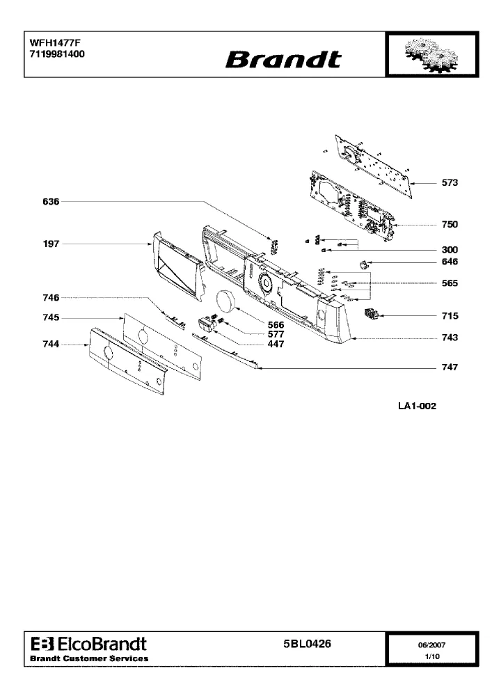 Vue éclatée BRANDT WFH1477F 7119981400