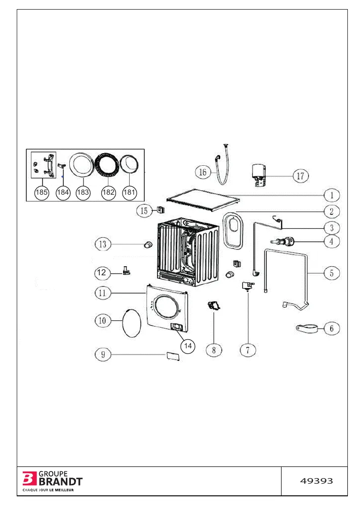 Vue éclatée BRANDT WFB104QW WFB104QW-01