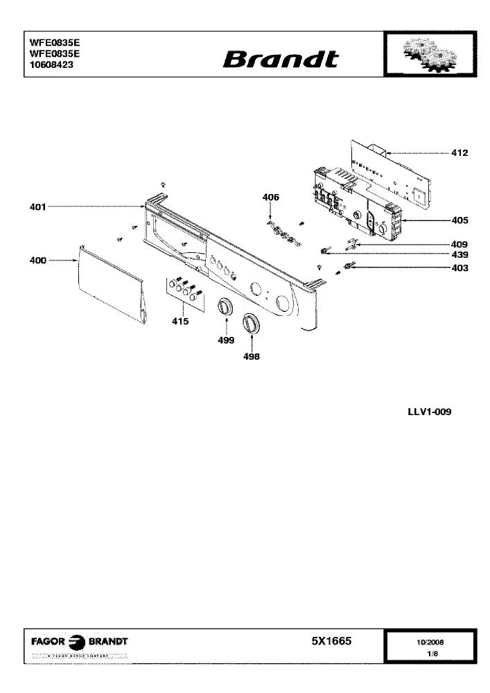 Vue éclatée BRANDT WFE0835E 10608423