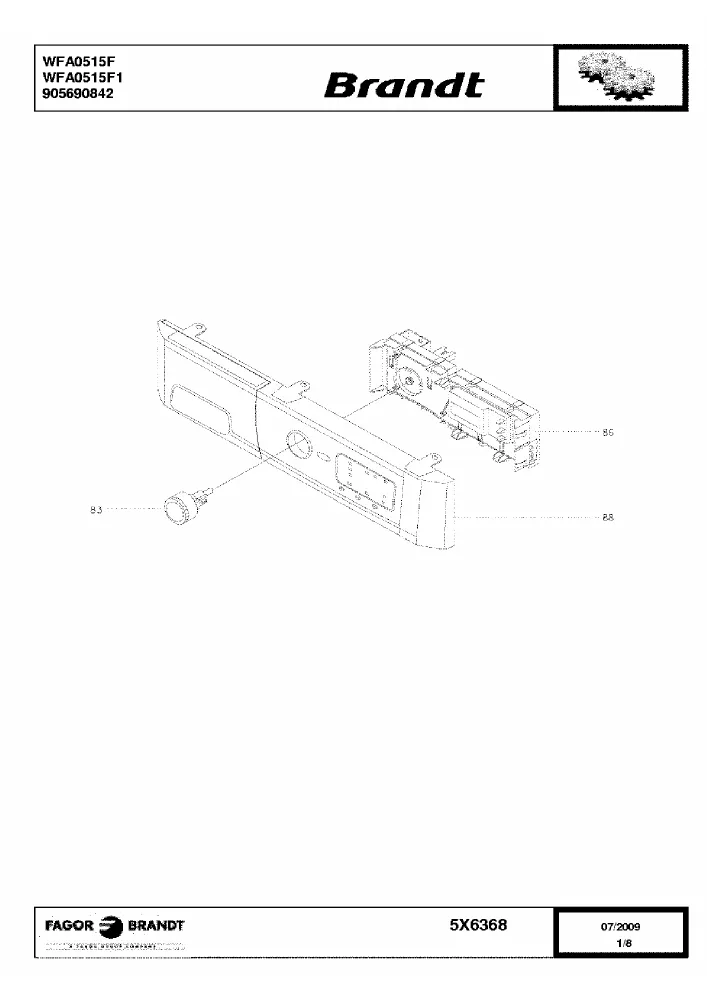 Vue éclatée BRANDT WFA0515F WFA0515F1