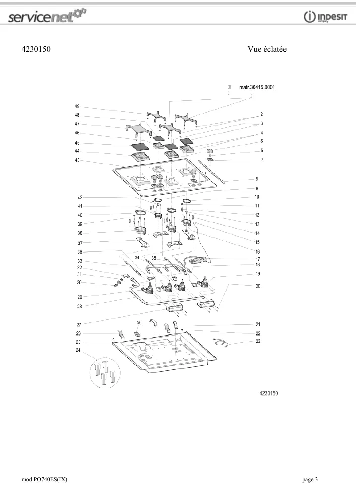 Vue éclatée HOTPOINT-ARISTON PO740ESIX 28514