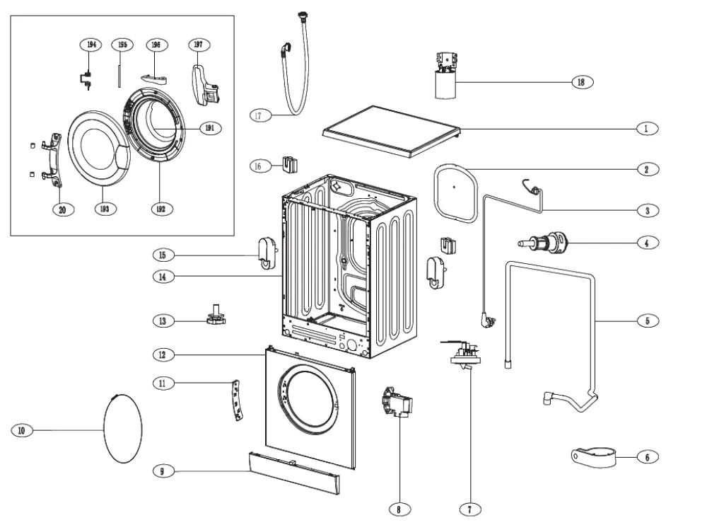 Vue éclatée BRANDT BWF7120E BWF7120E1
