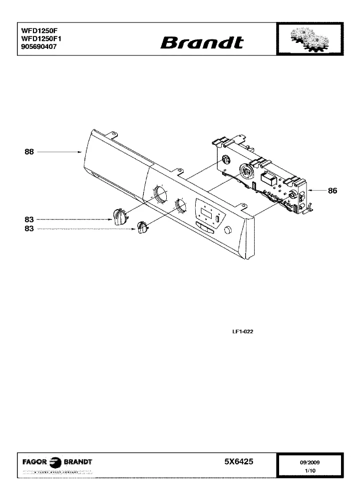 Vue éclatée BRANDT WFD1250F WFD1250F1