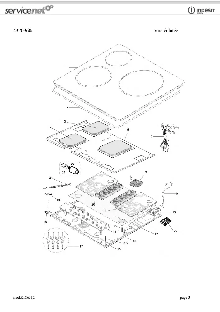 Vue éclatée HOTPOINT-ARISTON KIC631C 79138