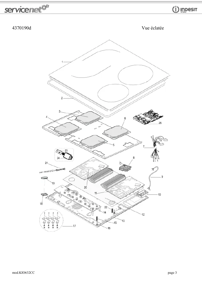 Vue éclatée HOTPOINT-ARISTON KIO632CC 74439