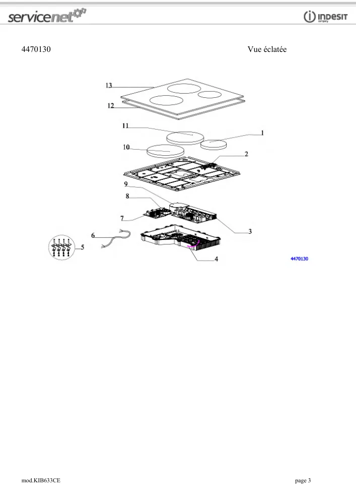 Vue éclatée HOTPOINT-ARISTON KIB633CE 82468