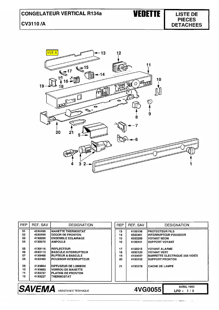 Vue éclatée BRANDT CV3110 CV3110A