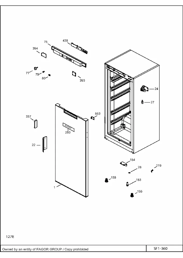 Vue éclatée BRANDT BFU182SW BFU182SW1