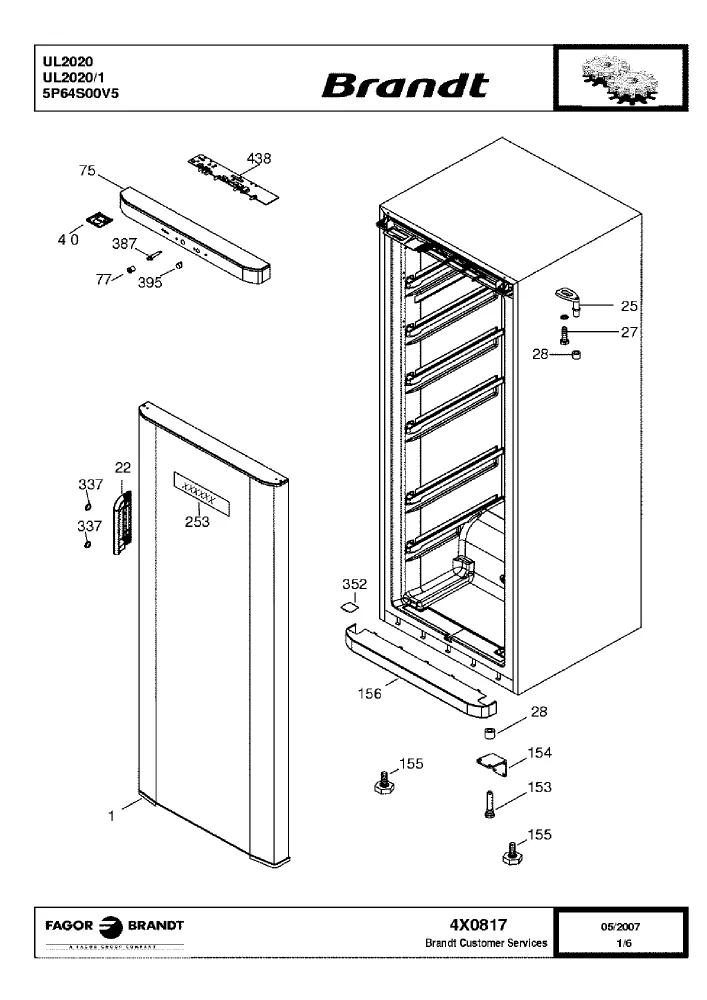 Vue éclatée BRANDT UL2020 UL2020.1