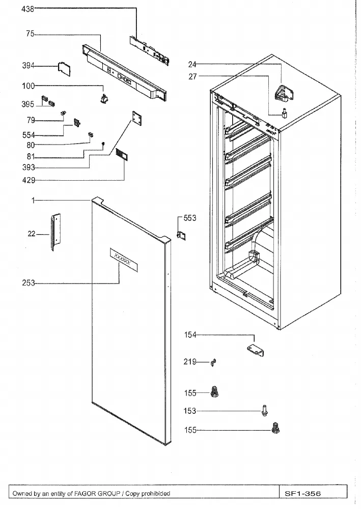 Vue éclatée BRANDT BFU242DSW BFU242DSW1