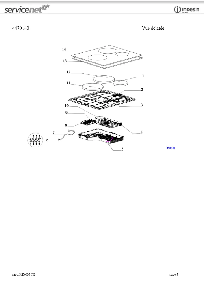 Vue éclatée HOTPOINT-ARISTON KIX633CE 82469