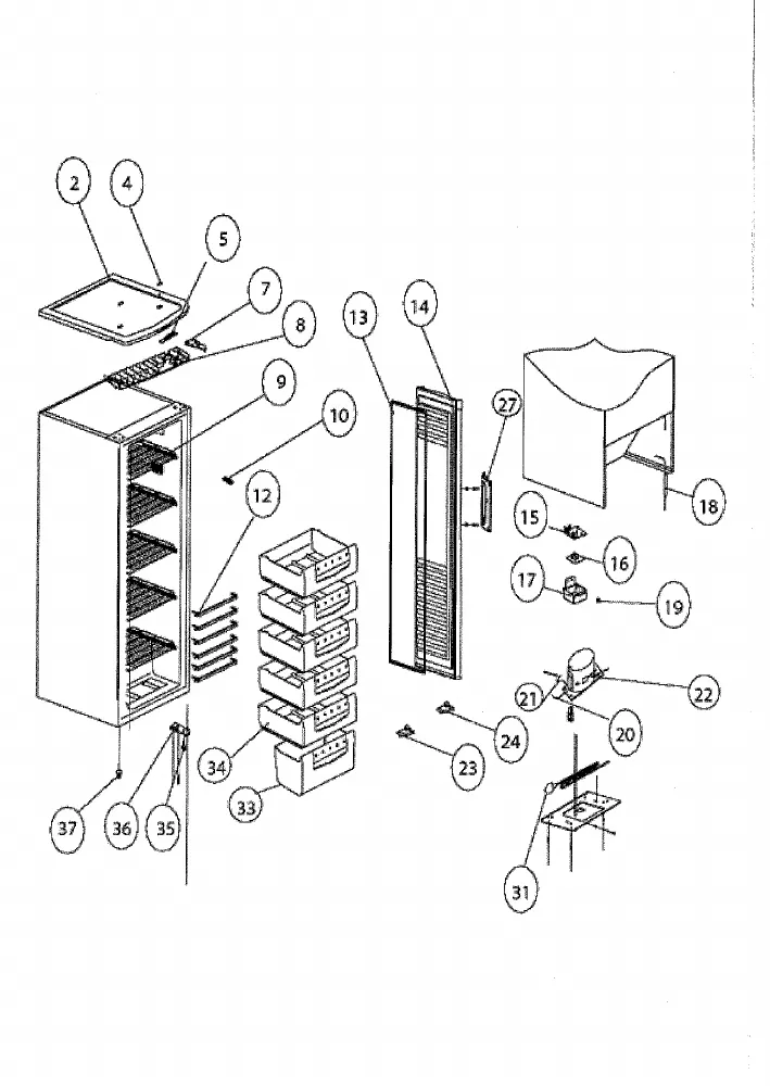 Vue éclatée BRANDT BFU4425SW BFU4425SW1