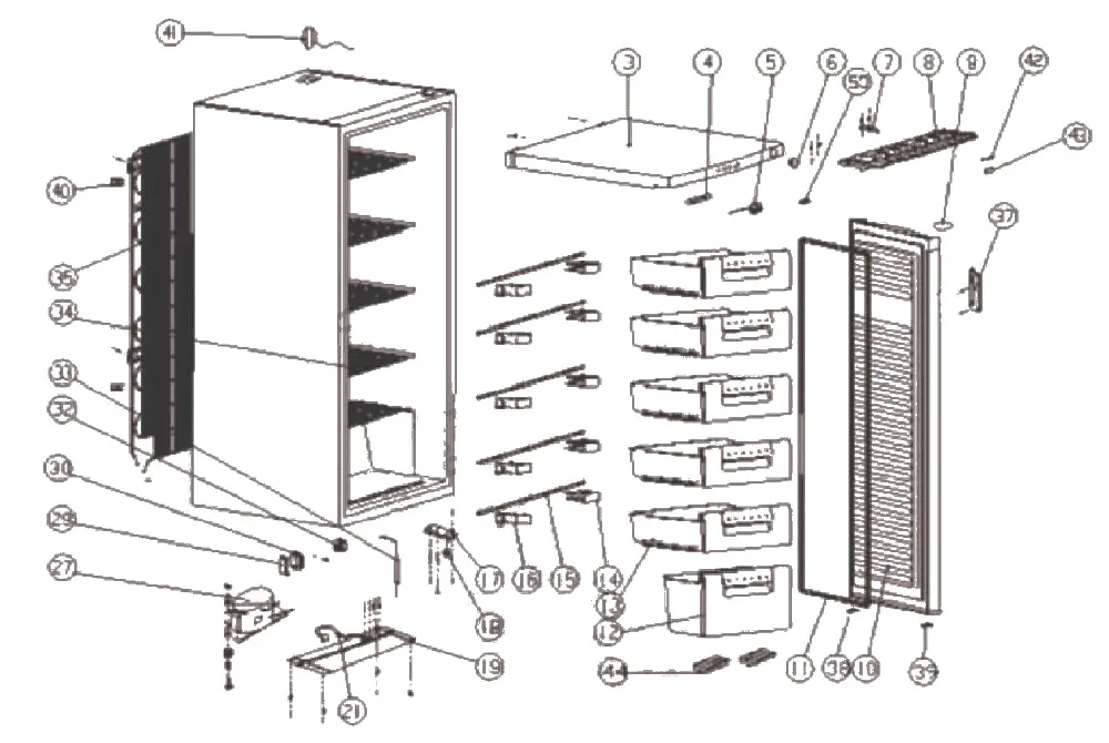 Vue éclatée BRANDT BFU122LW BFU122LW1